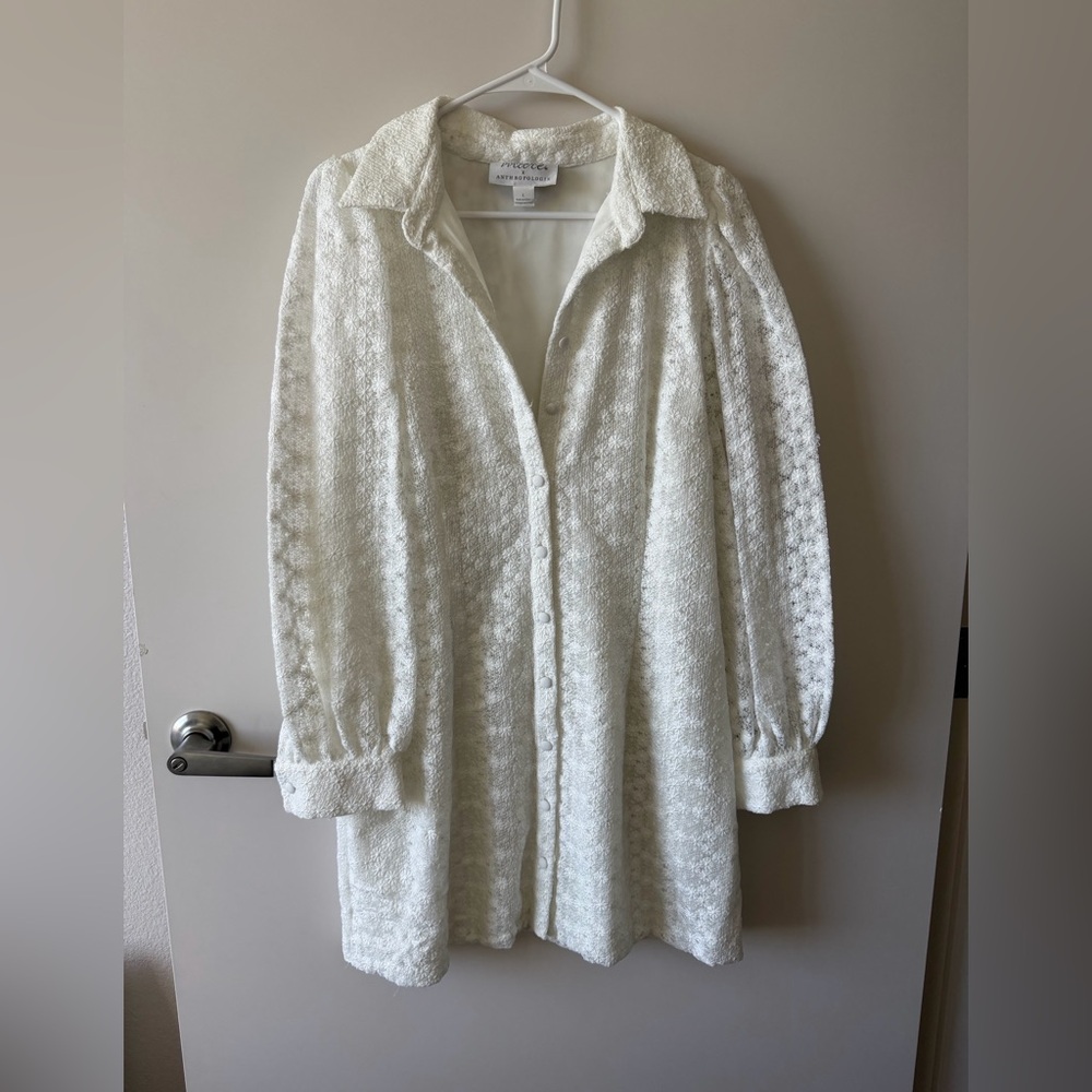 Anthropologie Ivory Textured Jacket